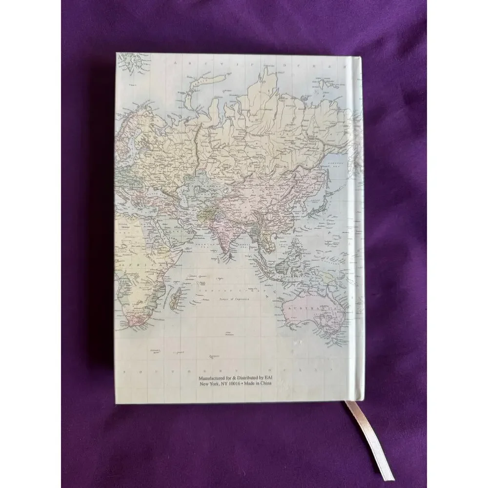 Travel Map Hardcover Journal – Adventure Quote – Lined Pages – Unused Notebook